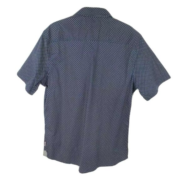 Lions Crest Mens Button Front Shirt Blue Geometric - Picture 4 of 7